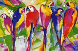 Alfred Gockel Famous Paintings - Parrot Family